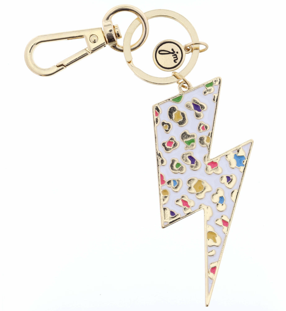 Jane Marie Rainbow Leopard Lightning Bolt Keychain