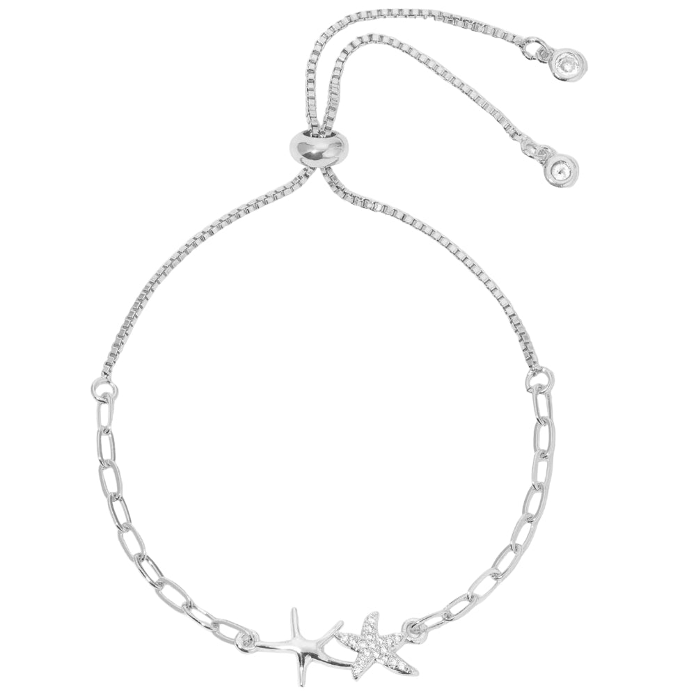 Splendid Iris Silver Double Starfish Pulley Bracelet