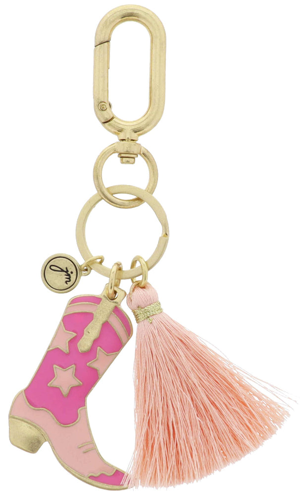 Jane Marie Pink Starry Boot & Tassel Keychain