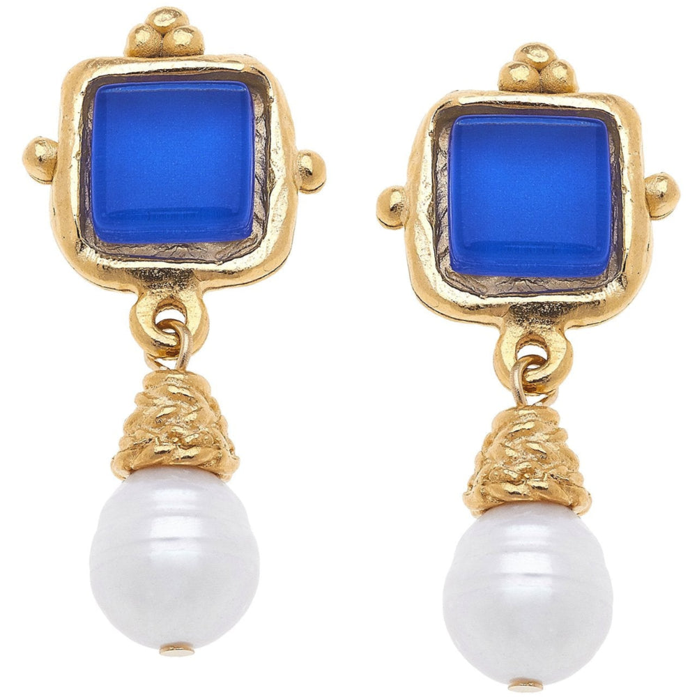 Susan Shaw Charlotte Gold Pearl Drop Earrings