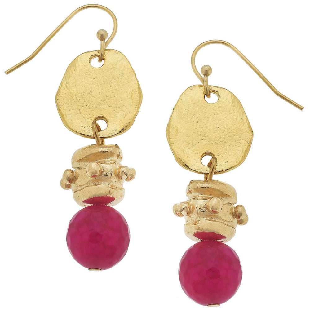 Susan Shaw Gold Oval & Agate Earrings