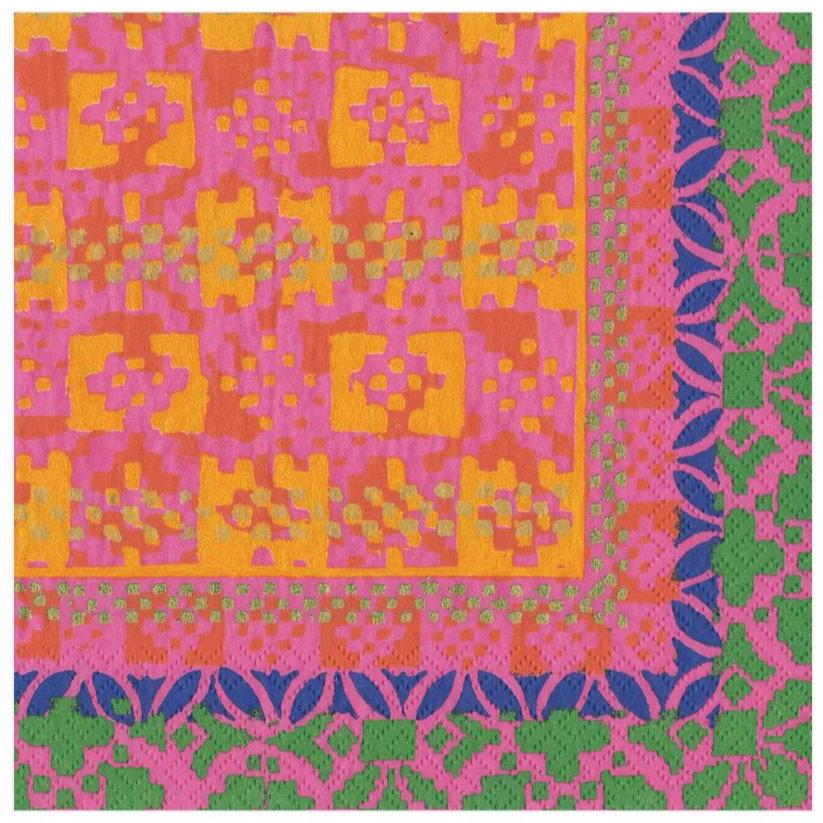 Caspari Frida Paper Luncheon Napkins (Fuchsia & Orange)