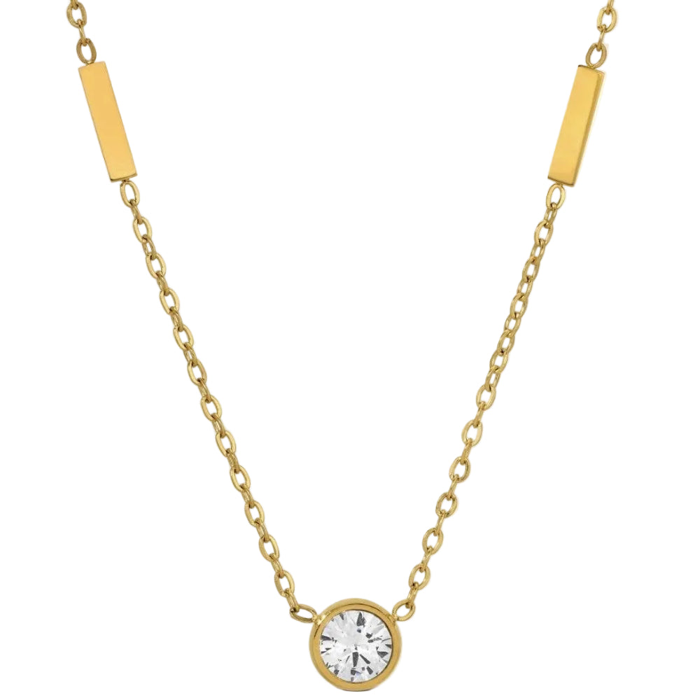 Splendid Iris Gold PVD Plated Cubic Zirconia Pendant Necklace