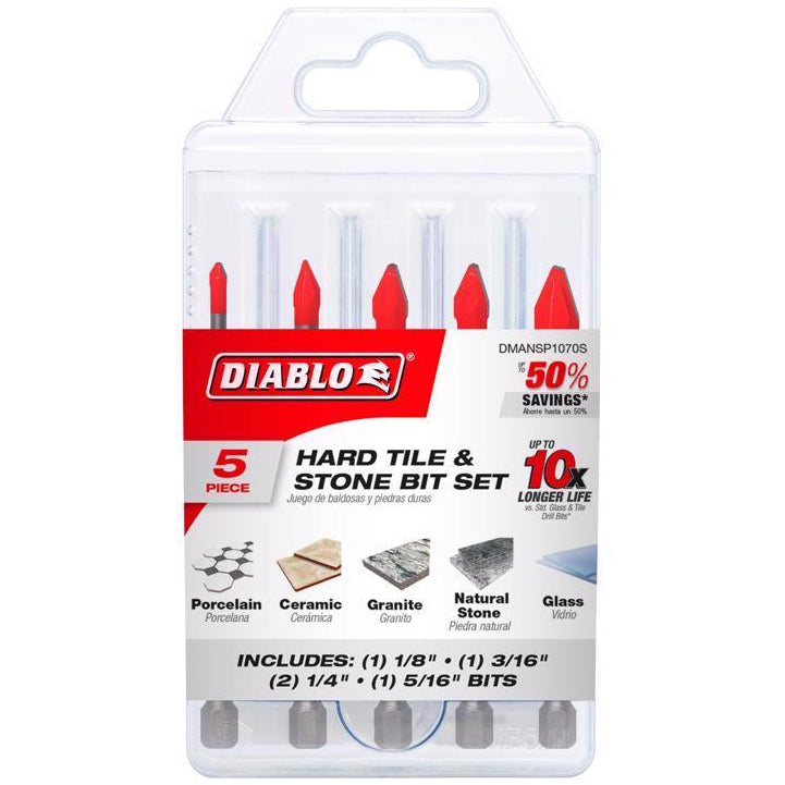 Diablo 3.5" Carbide-Tipped Tile & Stone Drill Bit Set - 5 pc.