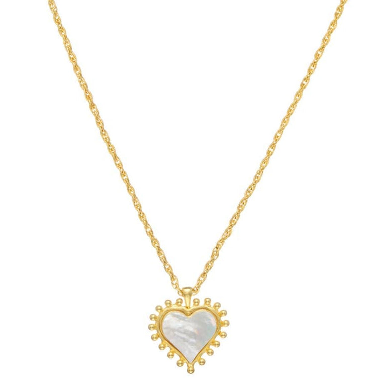 Susan Shaw Gold Mother of Pearl Heart Pendant Necklace (Long)