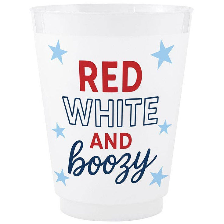Slant Patriotic Frosted Plastic Party Cups - 8 pc. (16 oz.)