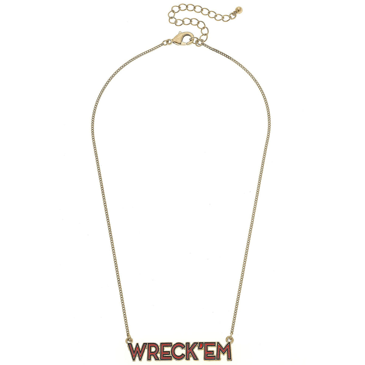 Canvas Style Texas Tech "Wreck 'Em" Enamel Script Necklace