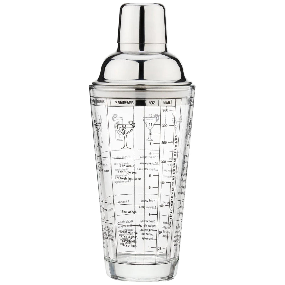 TRUE Glass Cocktail Shaker w/ Stainless Steel Pouring Lid
