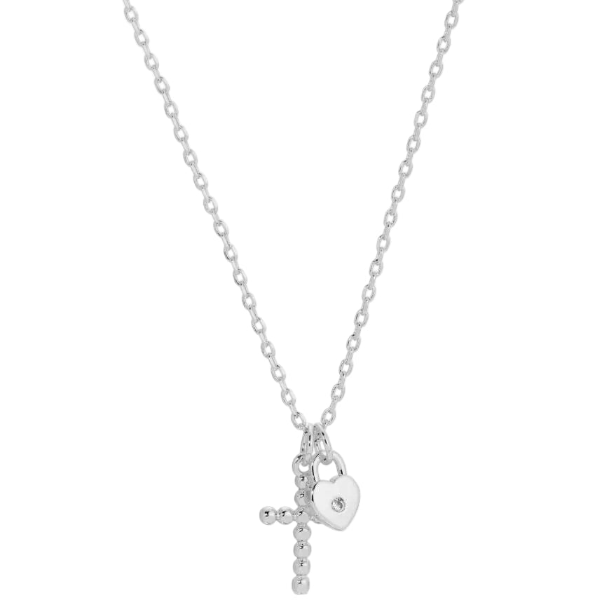 Splendid Iris Silver Cubic Zirconia Cross Pendant Necklace