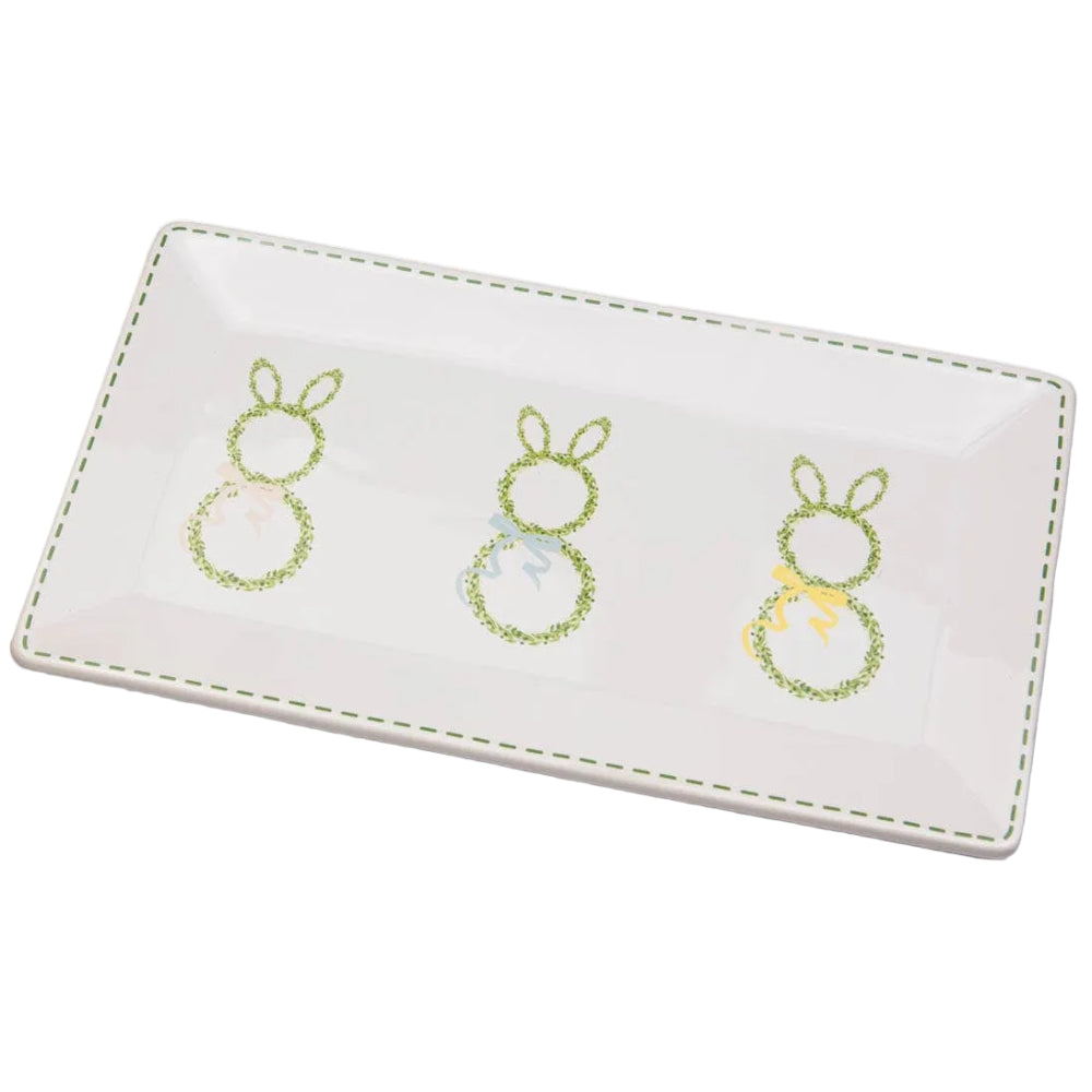 Royal Standard Ceramic Boxwood Bunny Platter - 6.5" x 12"