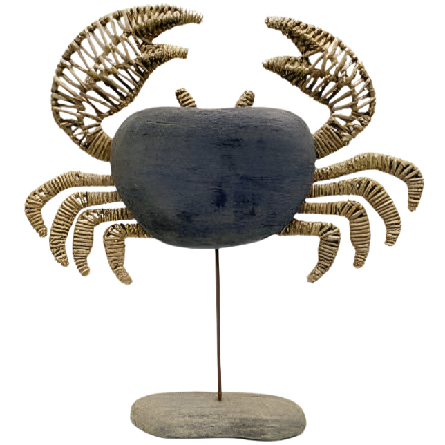 Modern Coastal Wooden Pandan Crab Sculptures - 12" & 17"