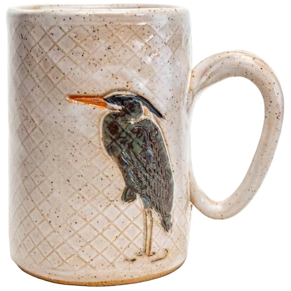 White Squirrel Clayworks Ceramic Blue Heron Mugs - 10 oz. & 14 oz.