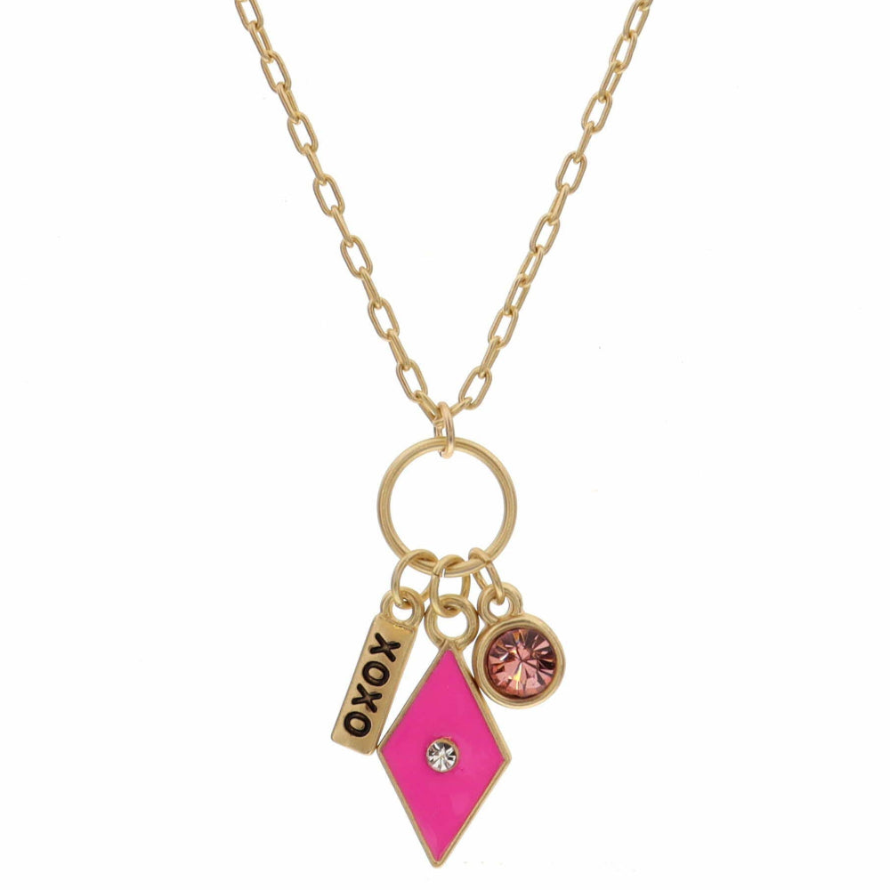 Jane Marie Gold "XOXO" Diamond Card Suit & Crystal Necklace