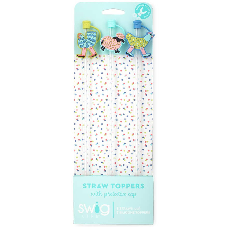 Swig Silicone Straw Toppers + Straws - 6 pc.