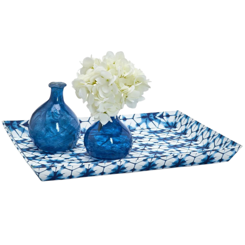 Indigo Block Printed Cotton Paperboard Trays