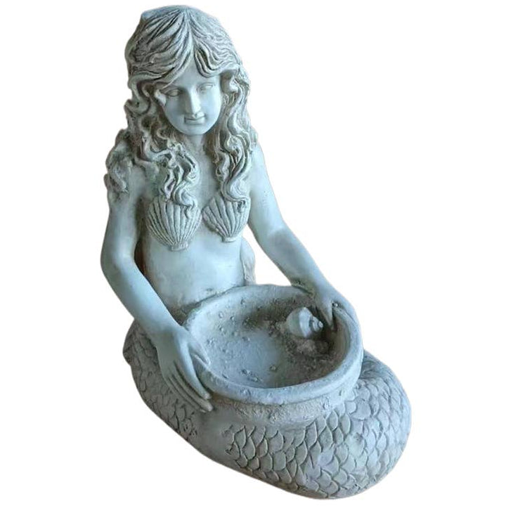 CB Home Fiberglass Mermaid Bird Bath Dish Figurine - 16"