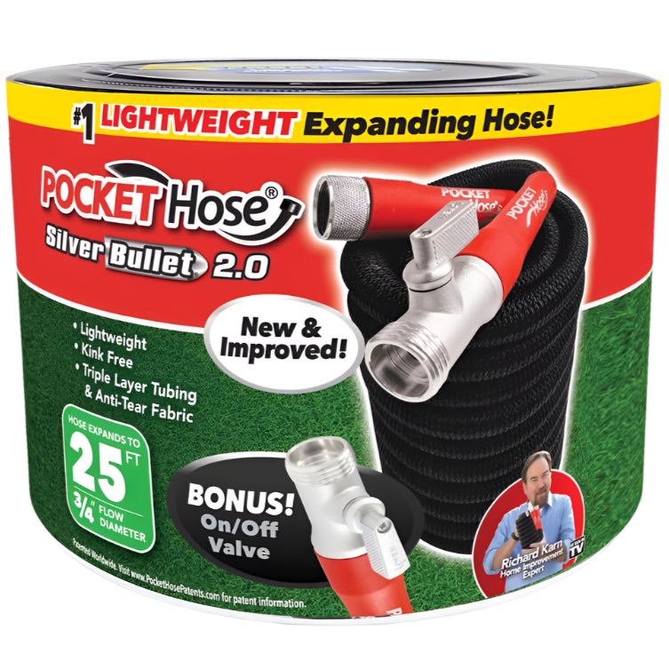 Pocket Hose Silver Bullet 2.0 3/4" Expandable Garden Hose