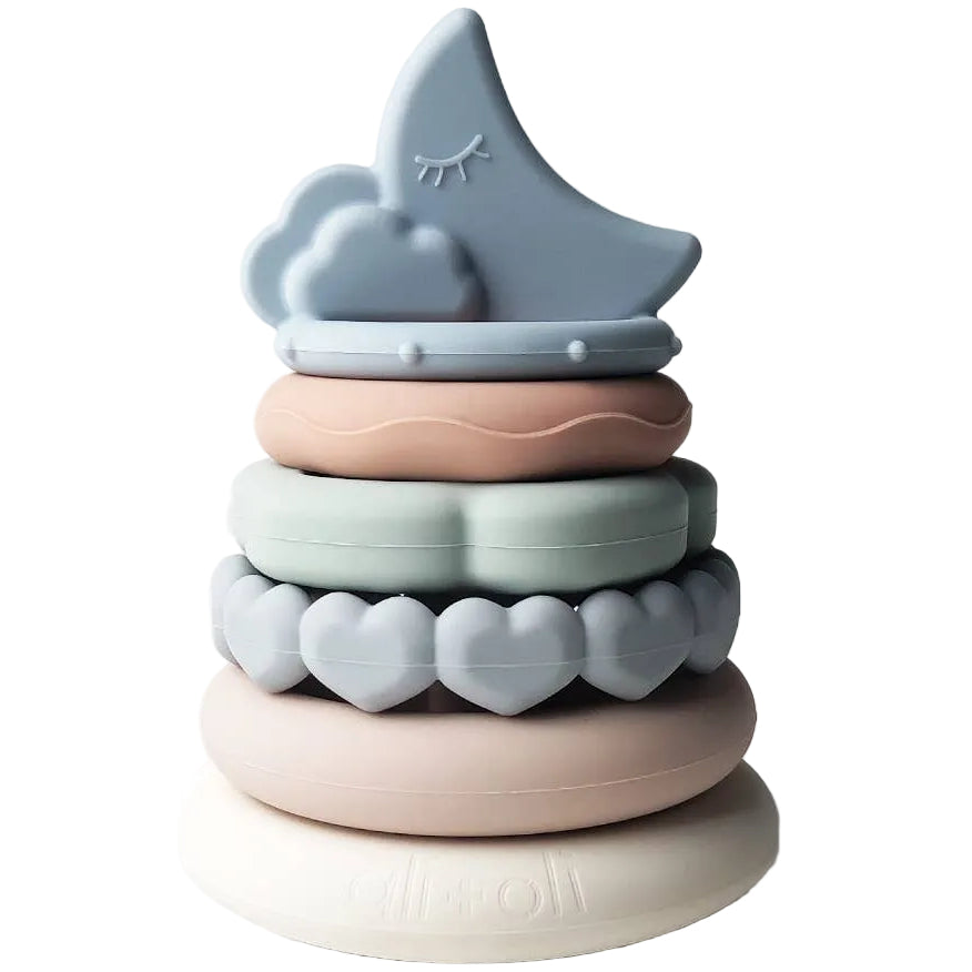 Ali + Oli Silicone Stacking Rings Sensory Toy - 6 pc.