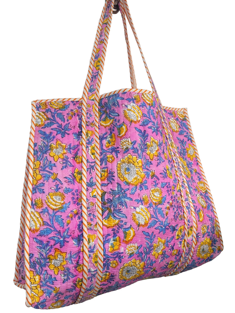 Folklore Couture Quilted Cotton Totes - 17.5" x 17.5"