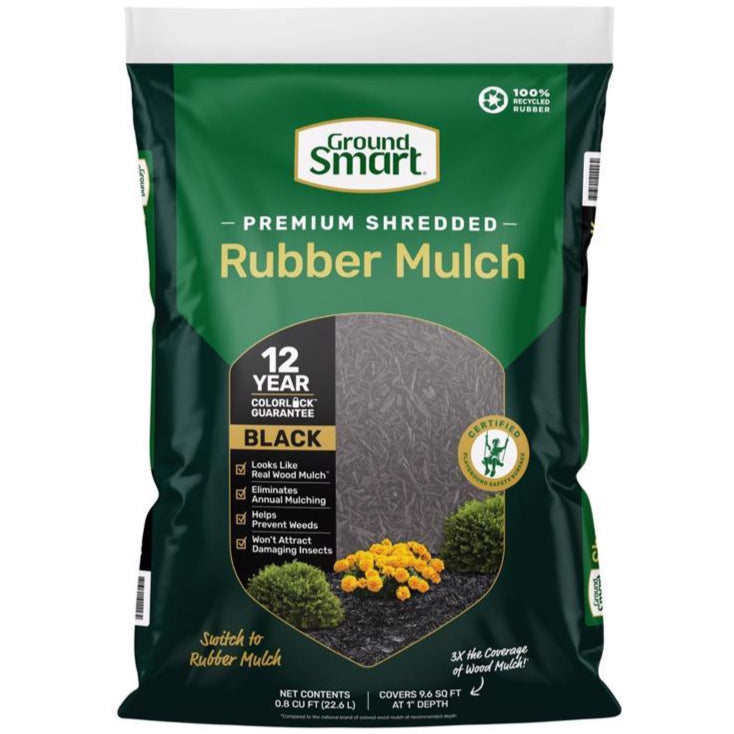 Ground Smart Shredded Rubber Mulch (Black) - 0.8 cu. ft.