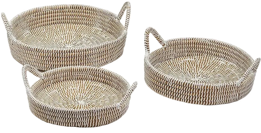 Hand-Crafted Seagrass Basket Trays w/ Handles