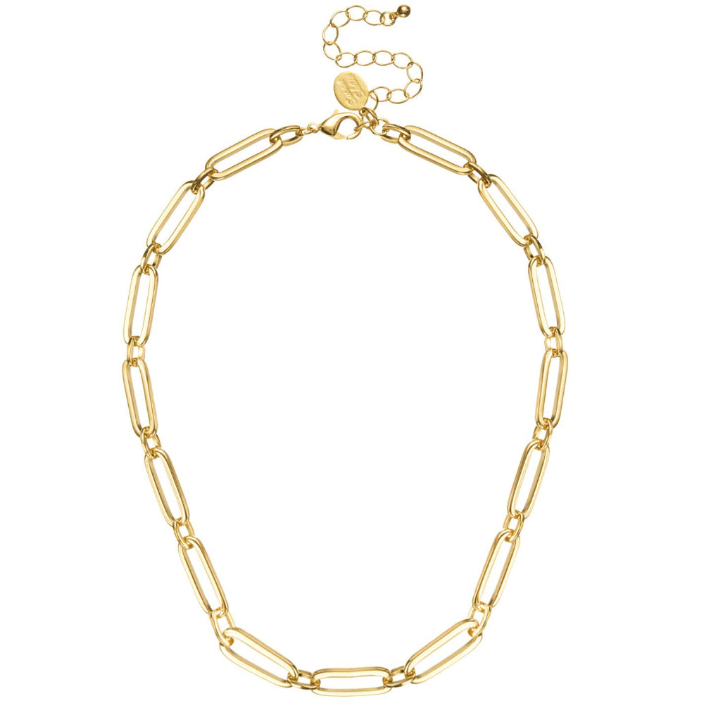 Susan Shaw Gold Mixed Link Paperclip Necklace