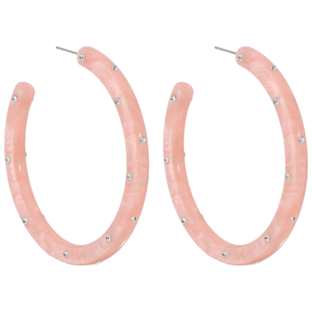 Splendid Iris Resin Rhinestone Hoop Earrings