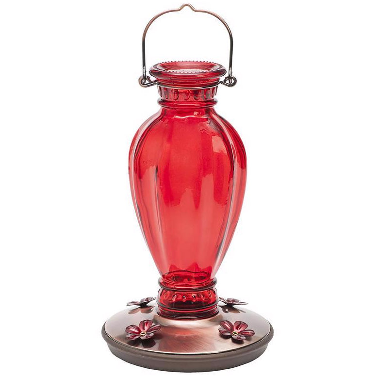 Perky Pet Red Glass Daisy Vase Hummingbird Feeder - 18 oz.