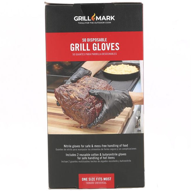 Grill Mark Disposable Latex-Free Nitrile Grill Gloves (Black) - 50 pc.
