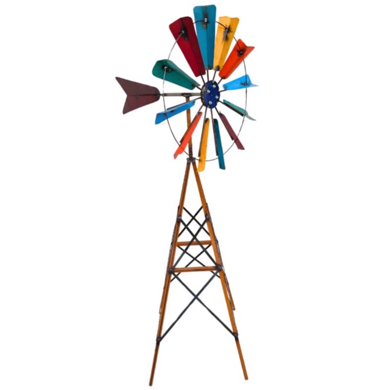 Creative Décor Multicolored Outdoor Metal Windmill - 6'
