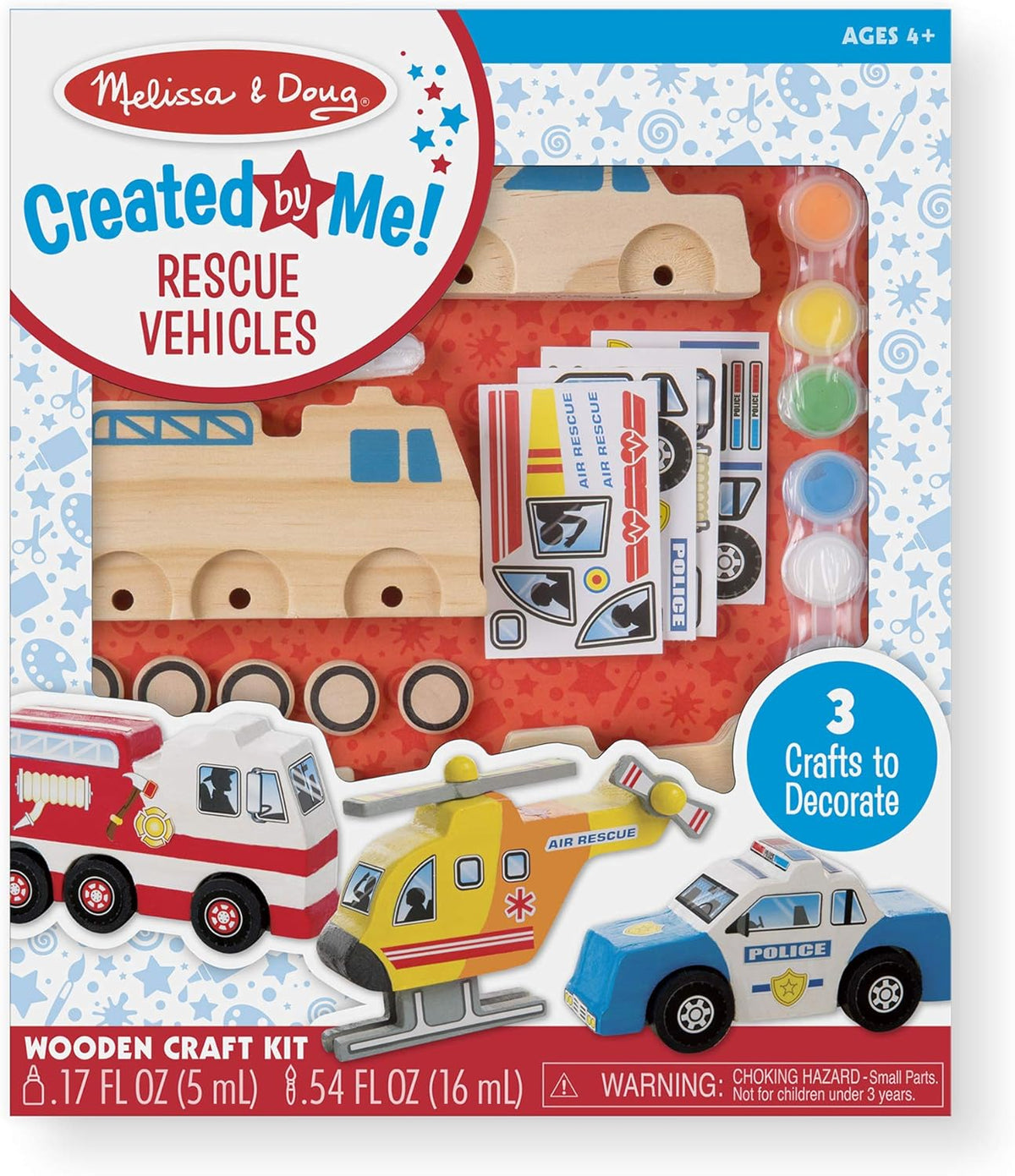 Wooden Rescue Vehicles Paint & Decoration Set