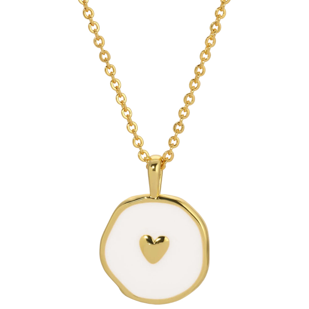 Splendid Iris Gold Minimal Heart Enameled Pendant Necklace
