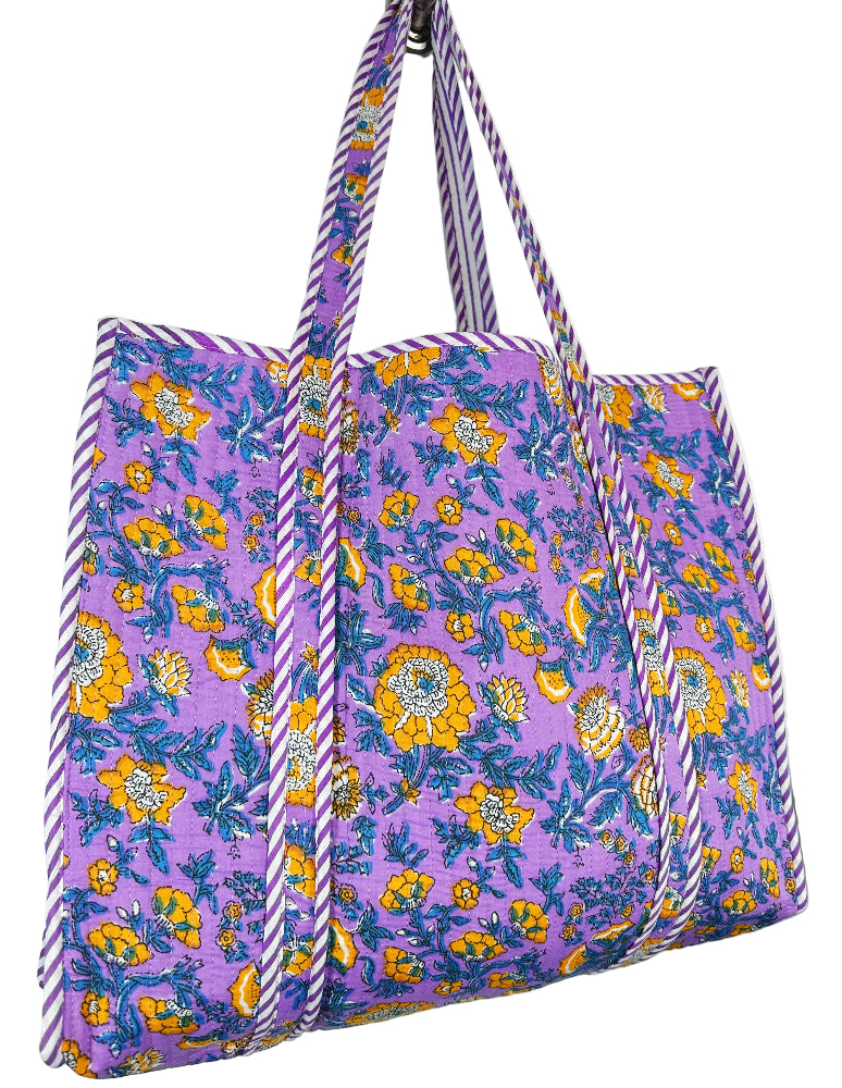 Folklore Couture Quilted Cotton Totes - 17.5" x 17.5"