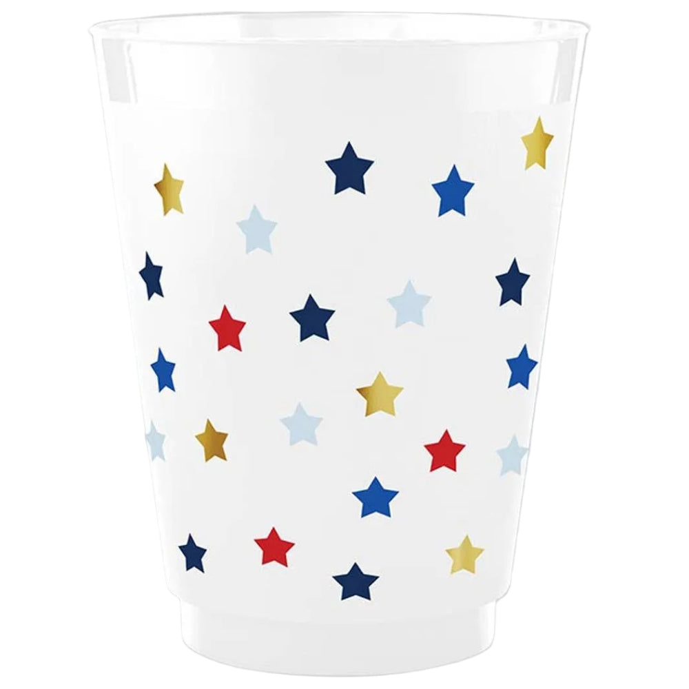 Slant Patriotic Frosted Plastic Party Cups - 8 pc. (16 oz.)