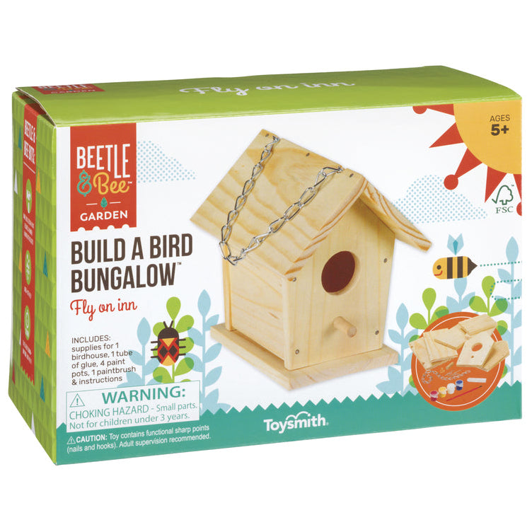 Toysmith Beetle & Bee "Build-a-Bird Bungalow" Wooden Birdhouse Kit