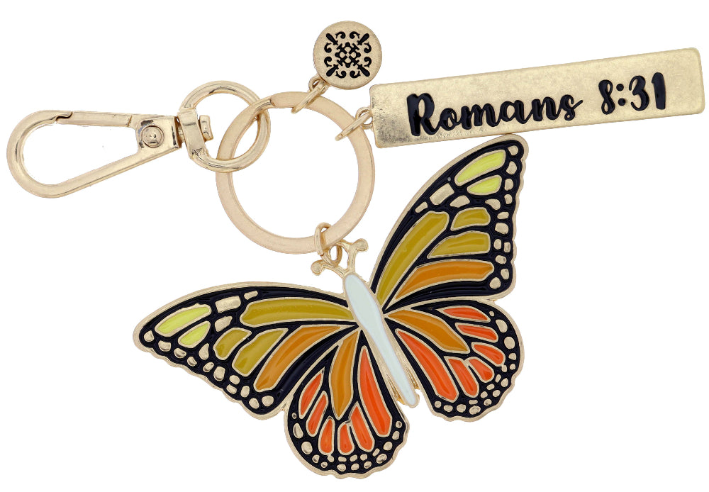 Jane Marie "Romans 8:31" Butterfly Keychain