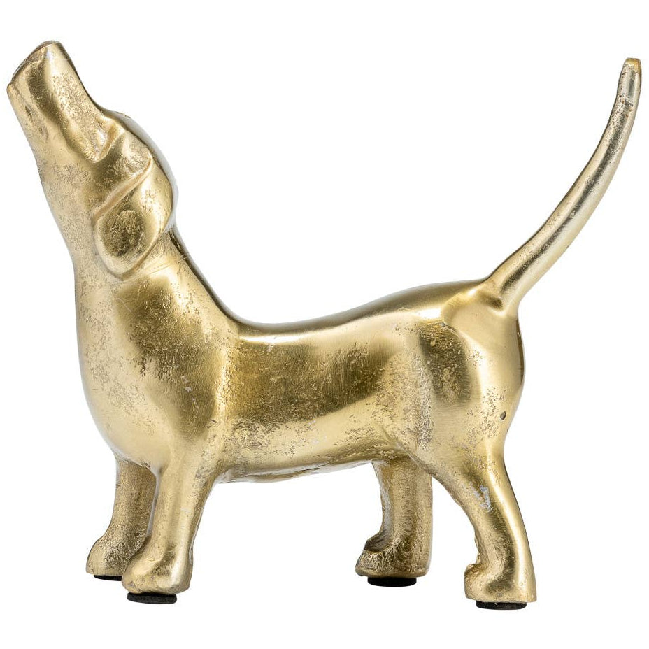 Sagebrook Gold-Toned Metallic Howling Dog Figurine - 8"