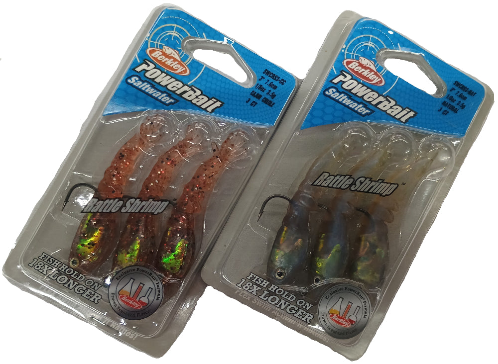 Berkley PowerBait Rattle Shrimp Scented Soft Lures - 3 pc.