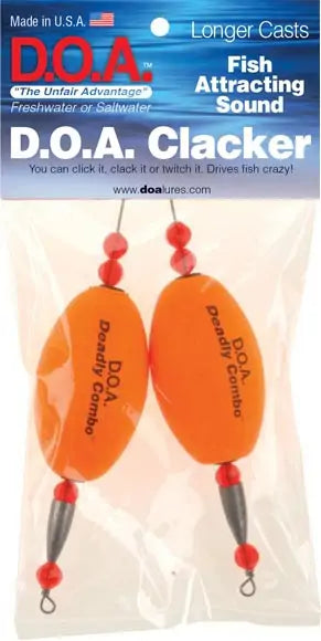 D.O.A. Popping Clacker Floats (Orange) - 2 pc.