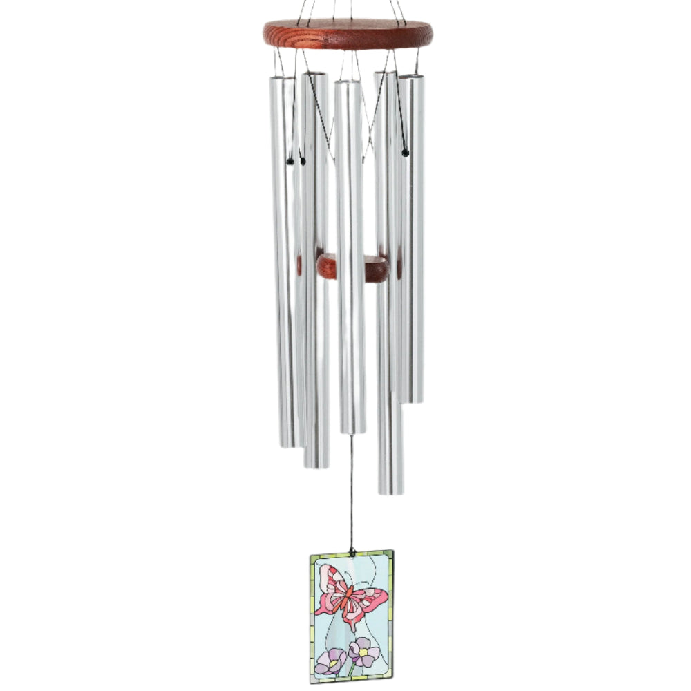Stained Glass-Style Acrylic Butterfly Windchime - 26"