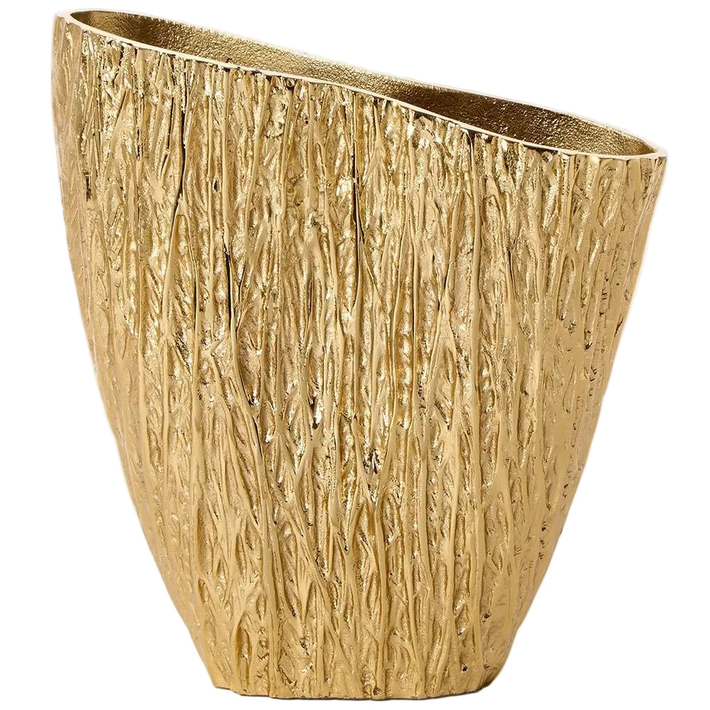 Two's Co. Pleated Gold-Toned Aluminum Display Vase - 10"