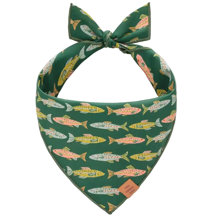 Foggy Dog Cotton Bandana - Gone Fishing