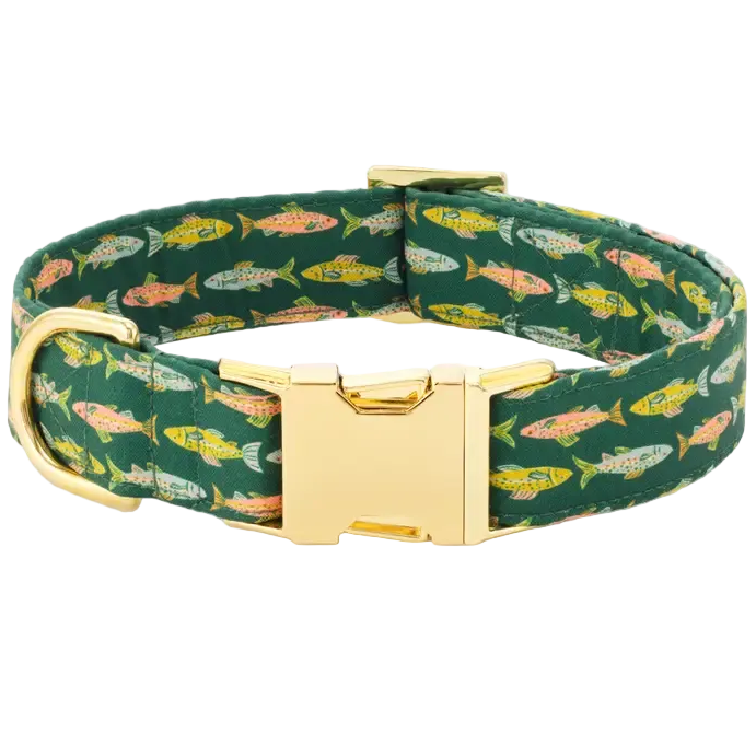 Foggy Dog Cotton/Nylon Collar - Gone Fishing