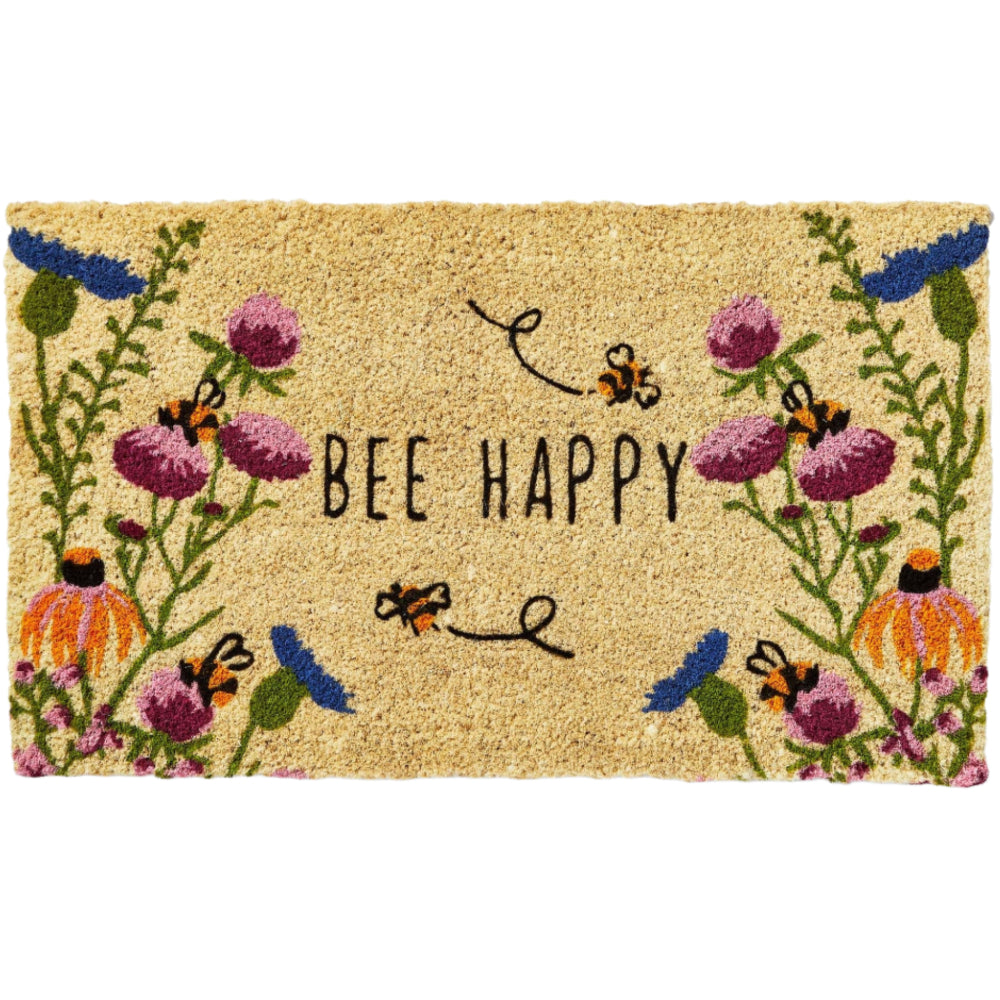 "Bee Happy" Wildflower Coir Mat - 17" x 30"