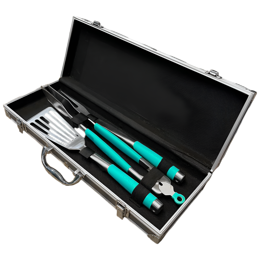Toadfish Grilling Spatula, Tongs, & Fork Set w/ Case - 3 pc.