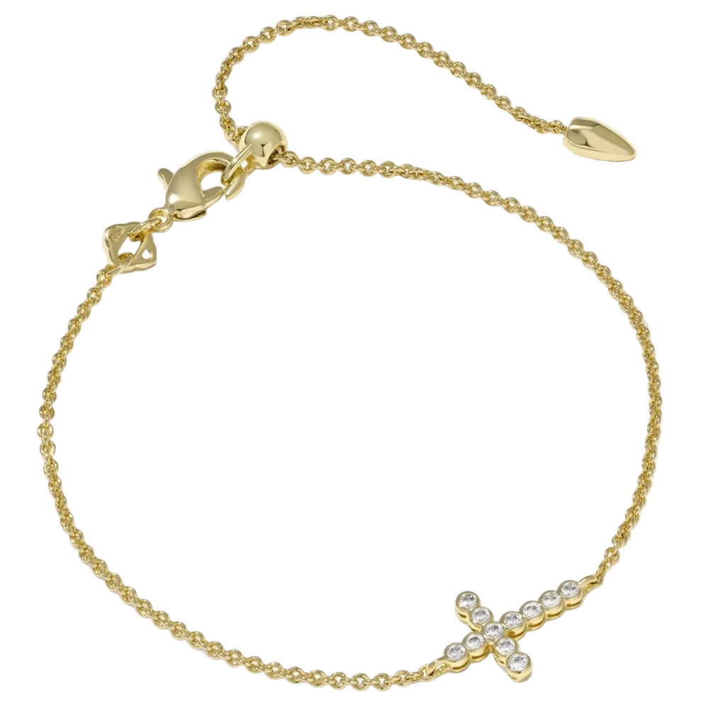 Kendra Scott Gold Crystal Cross Chain Bracelet
