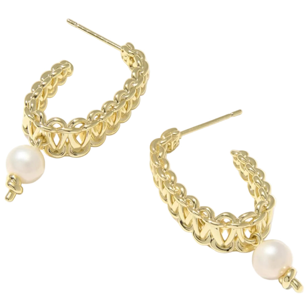 Kendra Scott Gabriella Gold Pearl Hoop Earrings