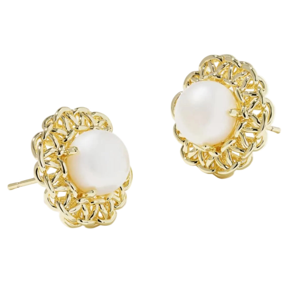 Kendra Scott Gabriella Gold Pearl Stud Earrings