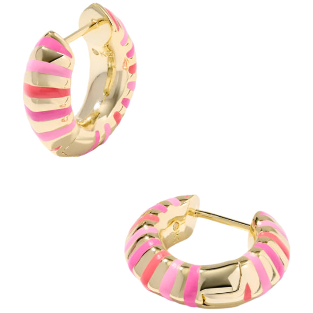 Kendra Scott Mikki Gold Enameled "Huggie" Earrings