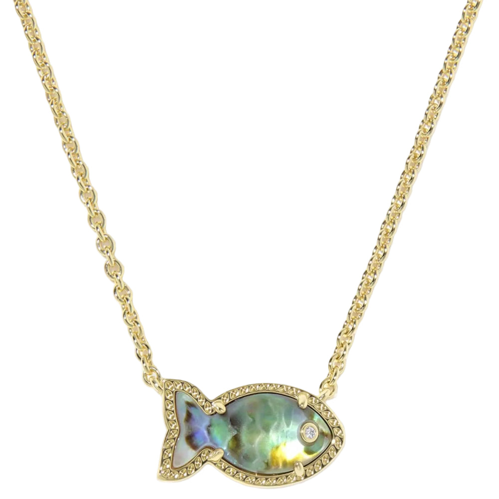 Kendra Scott Parker Gold Abalone Fish Short Pendant Necklace